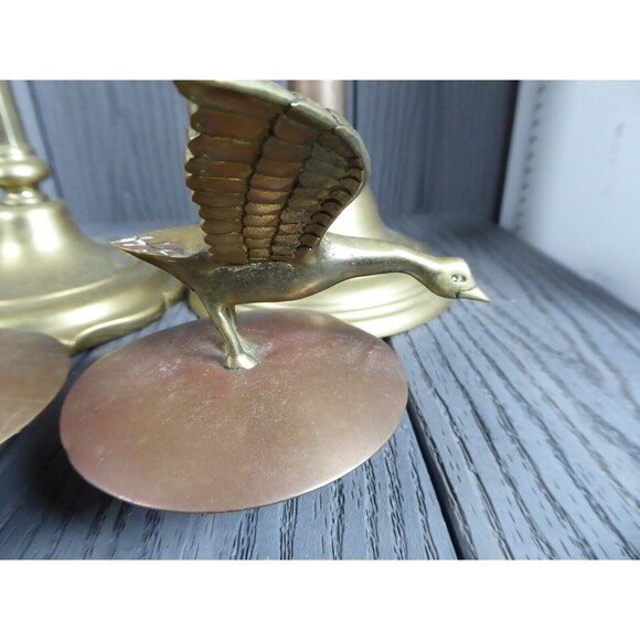 Vintage set of 3 of Heavy Brass Candle Sticks by SARREID Ltd Korea (Ducks 2/3) - Picture 11 of 16